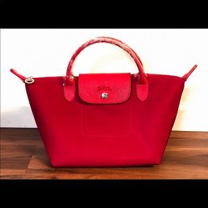 Longchamp Red Tote w/ Detachable Shoulder Strap